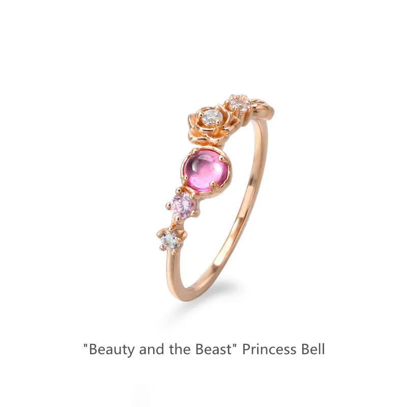 

925 sterling silver Korean anime the same paragraph fairy tale princess series birthday gift girl heart ring Christmas gift