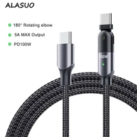 60w 100w usb type c cable pd fast charging for macbook samsung s9 huawei p30 180 degree rotating dual type c data cable 5a 3a