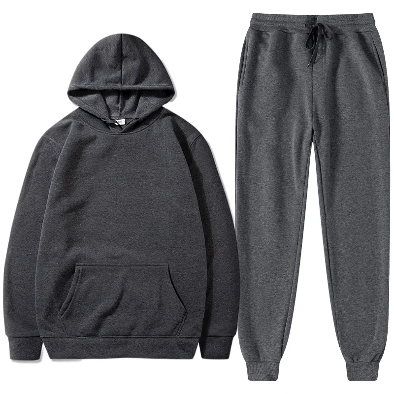

New Ladies Hoodie Set Sportswear Pullover Set Wool Hoodie + Sweatpants Jogging Men'S Pullover 3xl Sports Suit Men'S Solid Color