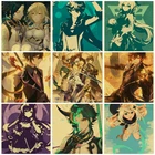 Постер в стиле ретро, аниме Genshin Impact, Картина на холсте, настенные художественные Декоративные плакаты и принты для спальни, декоративный дизайн, настенные картины