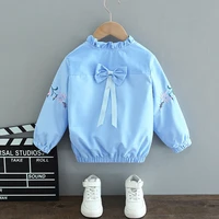 2021 spring autumn childrens jacket new girls embroidery flower outing clothes jacket children zipper bow jacket toddler girls