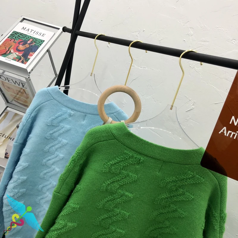 

WELLDONE Sweaters Men Women Keep Warm Embossed Printed Sweater High Quality Cotton Wool Cardigans We11Done Sweater Coat