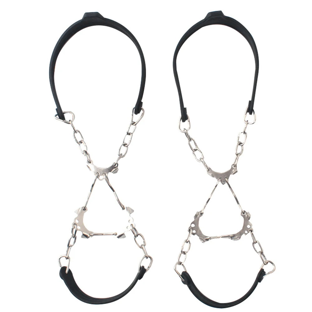 1Pair Outdoor Winter Chain Ice Gripper Anti Slip 6 Teeth Cleats Crampon Snow Sports Climbing Hiking Silicone Shoe Spikes | Обувь