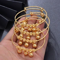 4pcs ethiopian pattern gold color bead bangles for women wedding bracelet alab dubai tassel bangle bracelet best gifts