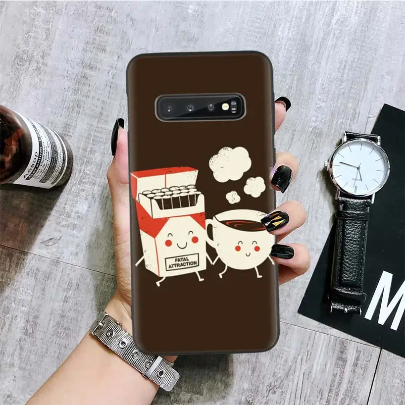 Зажигалка сигарета черный чехол для телефона для samsung Galaxy S10+ Plus Lite Note 10 9 8 S9 S8 J4 J6+ Plus S7 S6 Edge Coque