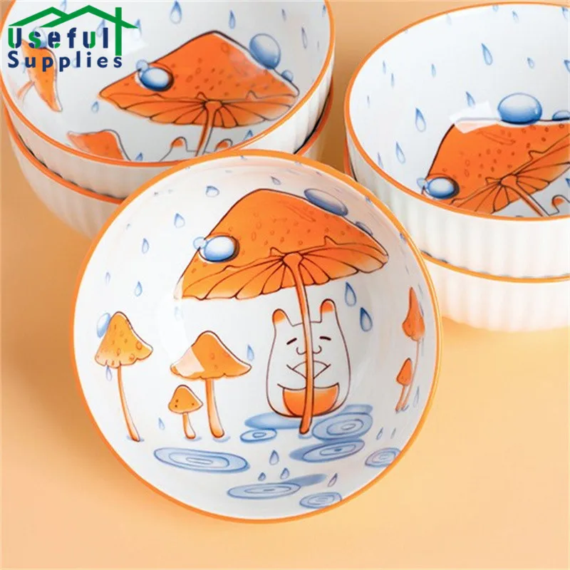 

Japanese-style Simple Ceramic Tableware Set Household Underglaze Creative Bowls and Plates Full Set Cute Ramen Bowl Dinnerware