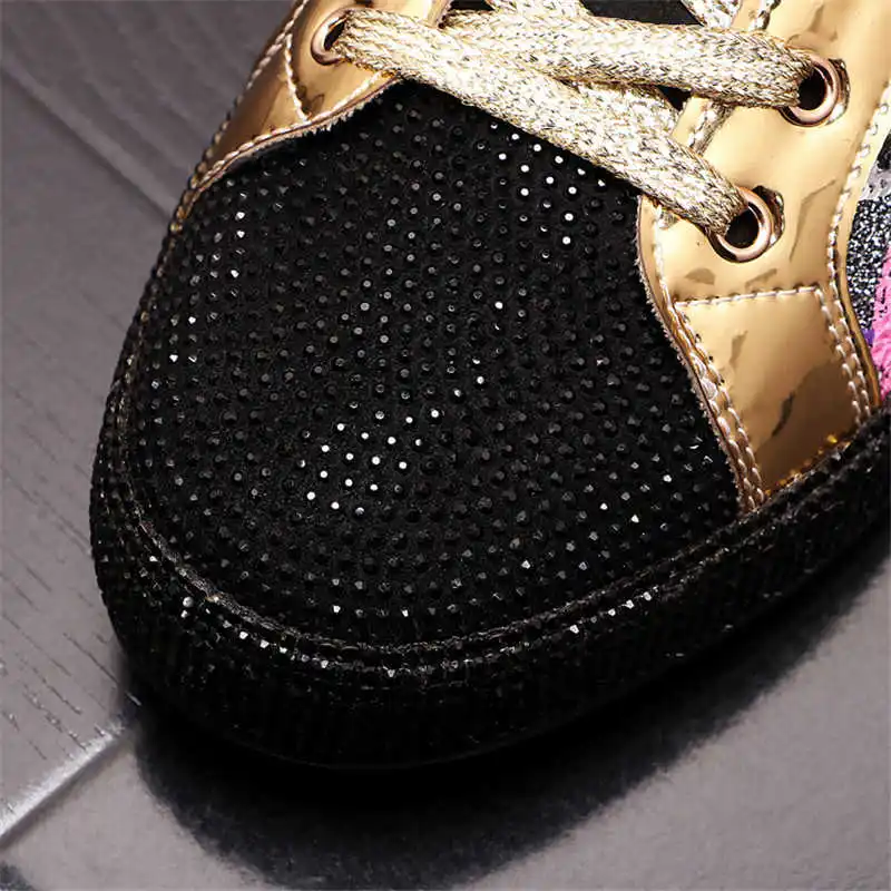 Beli Sepatu Pria Punk Berlian Imitasi Mewah Sneakers Desainer Atasan Tinggi Mode Sepatu Bot Pergelangan Kaki Datar Kasual Hip-Hop Zapatillas Hombre