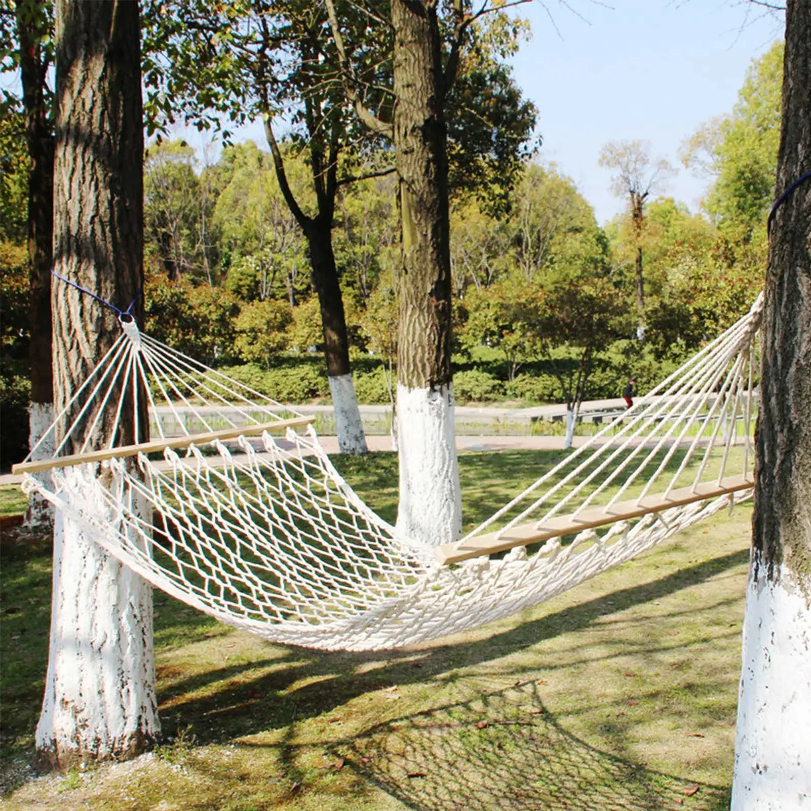 値段 木綿糸ベッドキャンプハンモック屋外旅行のためのピクニック木製スイング椅子キャンプベッド