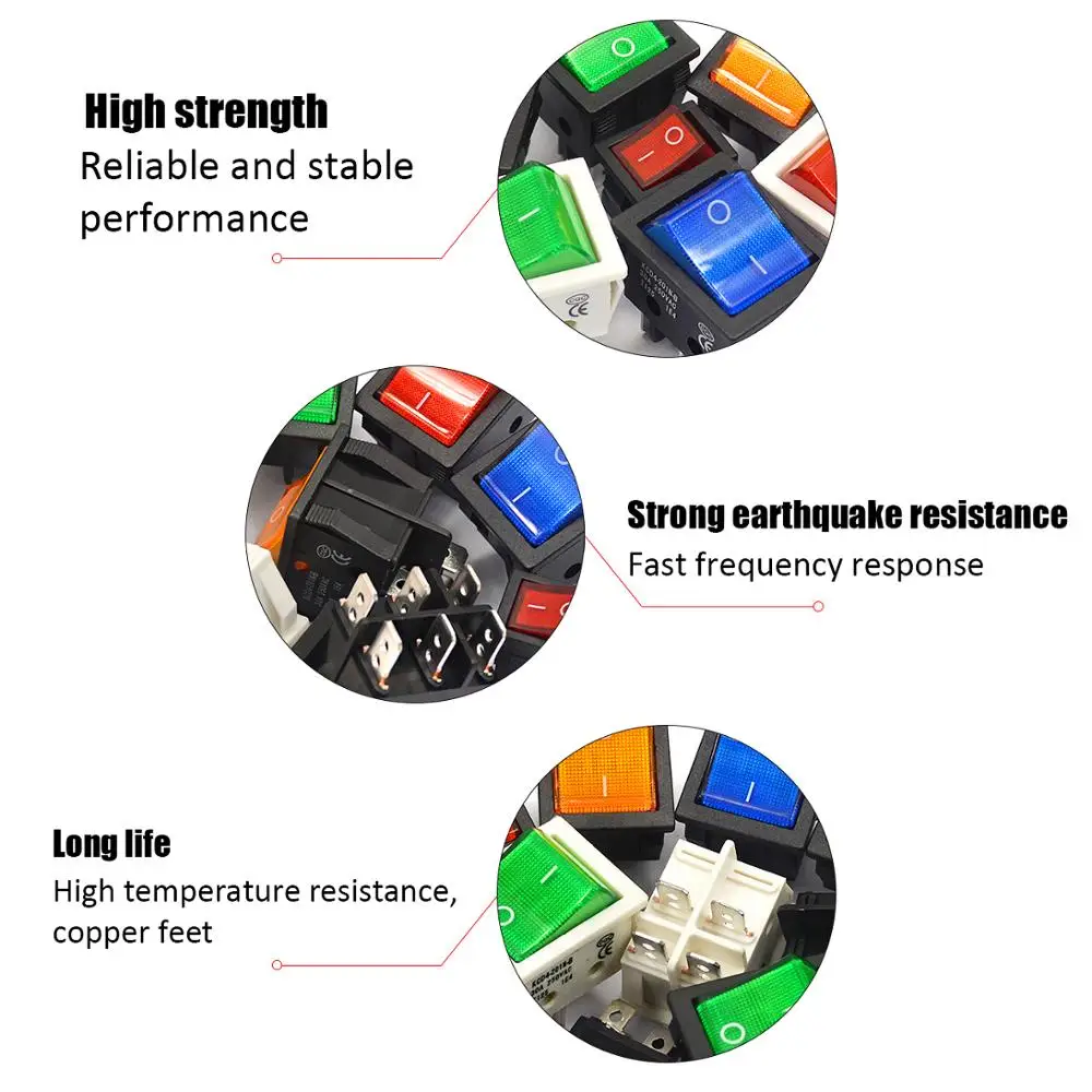 30A 250V 4 6 Pin ON-OFF кулисный переключатель для лодки контакты из стерлингового серебра KCD4 выключатель питания со светодиодным индикатором светильник 30A/250V 25*31MM