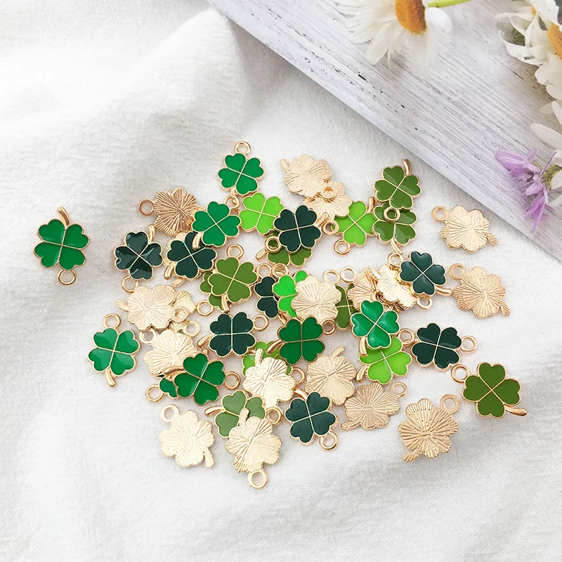 Смешанные 10/20 штук Эмаль Зеленый Клевер листья Бабочка Подвески DIY Neacklace браслет 4
