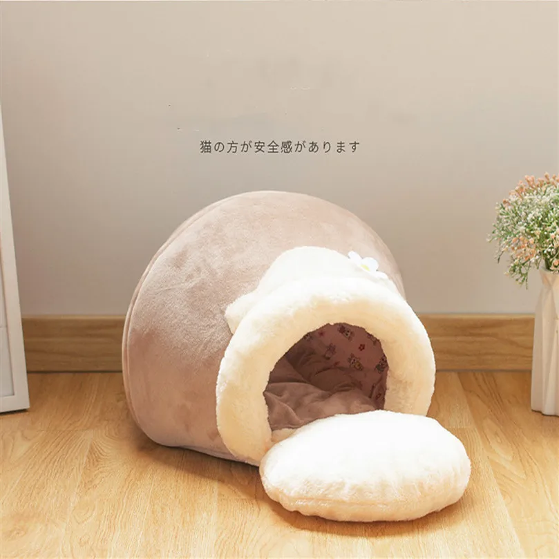 Honey Pot Cat House with Milk Pad Foldable Closed Cave Creative Winter Thick Sleeping Bag Warm Comfortable Kitty Pet Sofa | Дом и сад