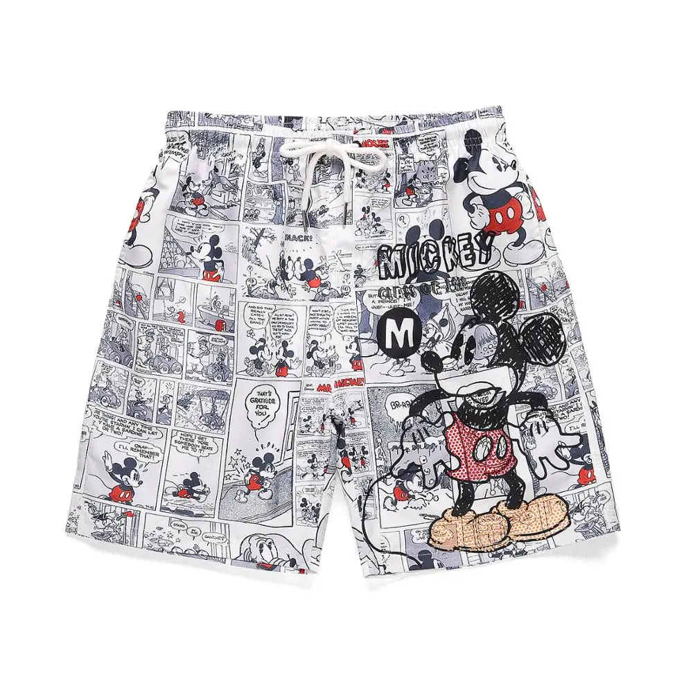 

Men's shorts beachwear beach shorts casual shorts for men Summer Quick Dry Cartoon print Mickey Mesh liner Pants Clothing 3XL