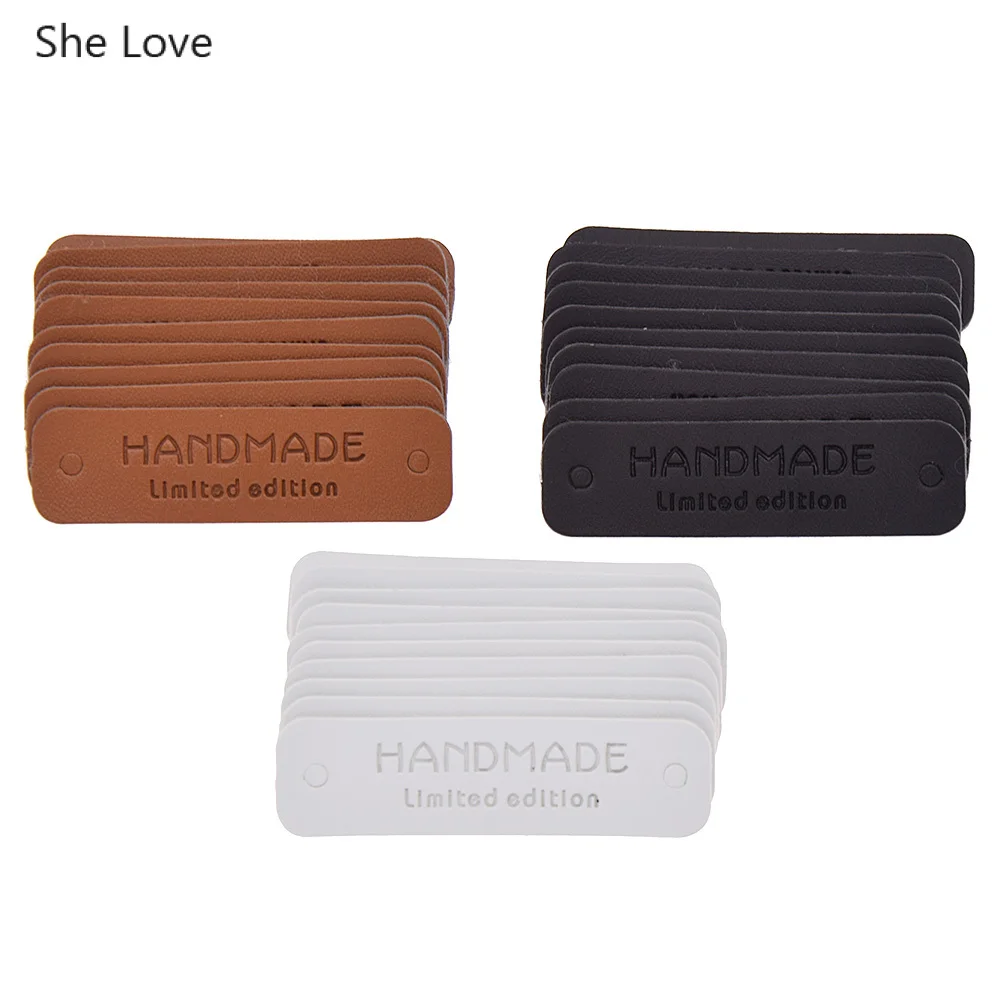 30pcs with 3colors She Love 48/30 шт. Одежда ручной работы ПУ; кожа; с маркировкой бирки для джинсовые мешки обувь Diy украшения - Цвет: 30pcs with 3colors