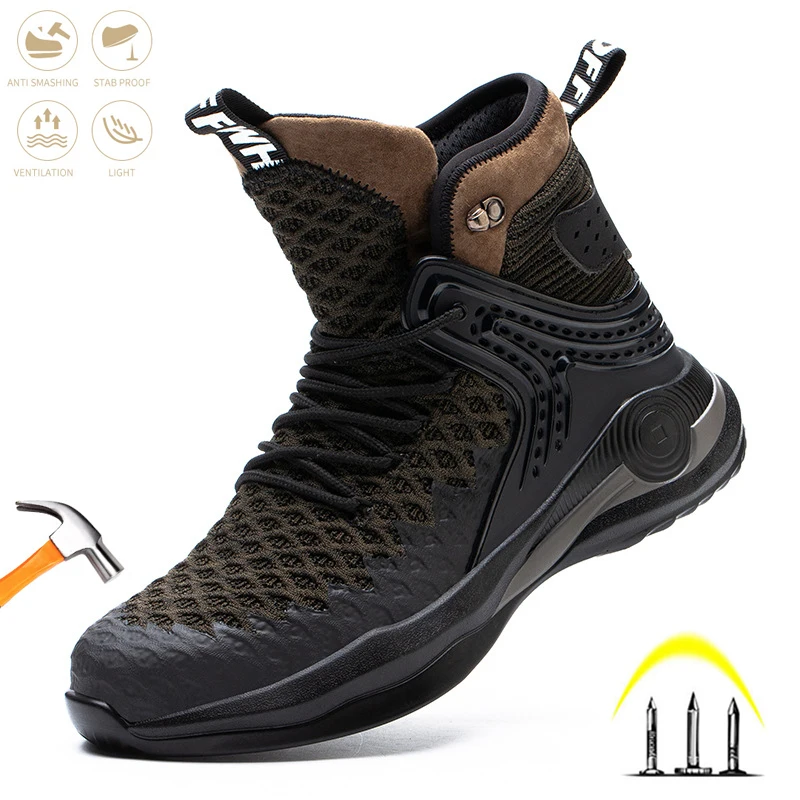 

Fashion Mens Safety Work Shoes Indestructible Steel Toe Cap Boot Anti-smashing Anti-piercing Light Construction Comfort Sneakers