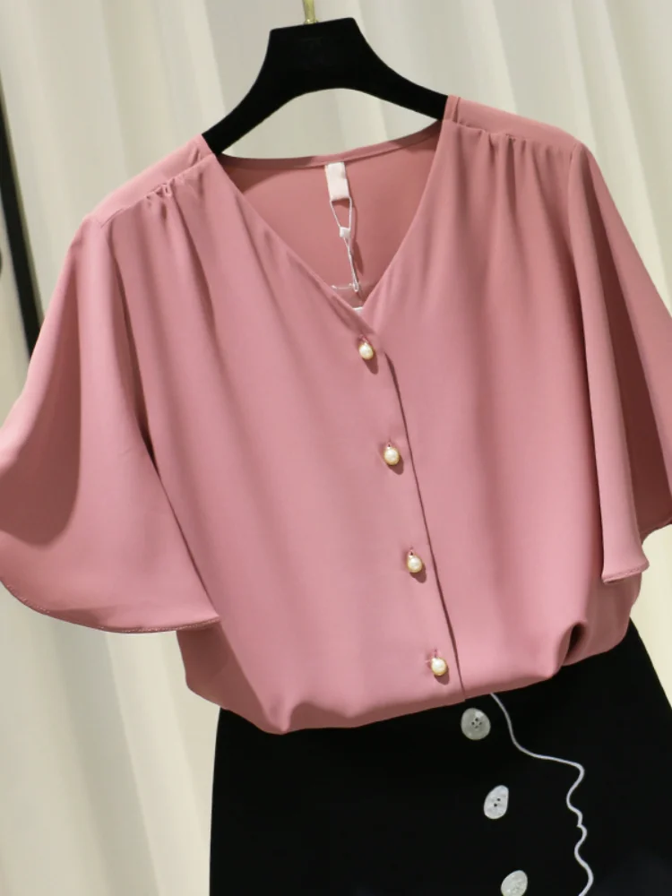 Шифоновые однотонные женские рубашки 2021 летняя новая свободная женская