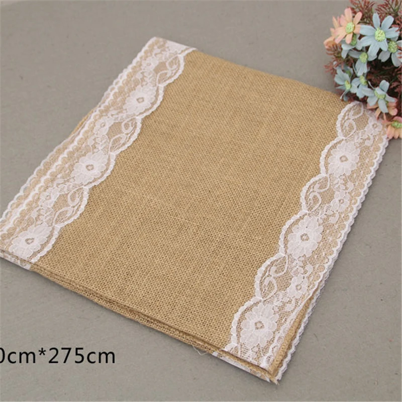 

Vintage Retro Natural Burlap Linen Jute Table Gadget Champagne Wedding Dining Room Tablecloth Christmas Restaurant Table Runner