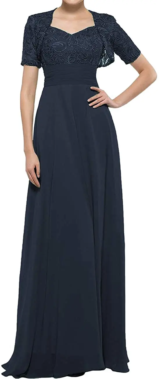 

Mother of The Bride Dresses Long Evening Dresses Lace Formal Gowns Short Jacket Dress for Mother of The Bride Wedding