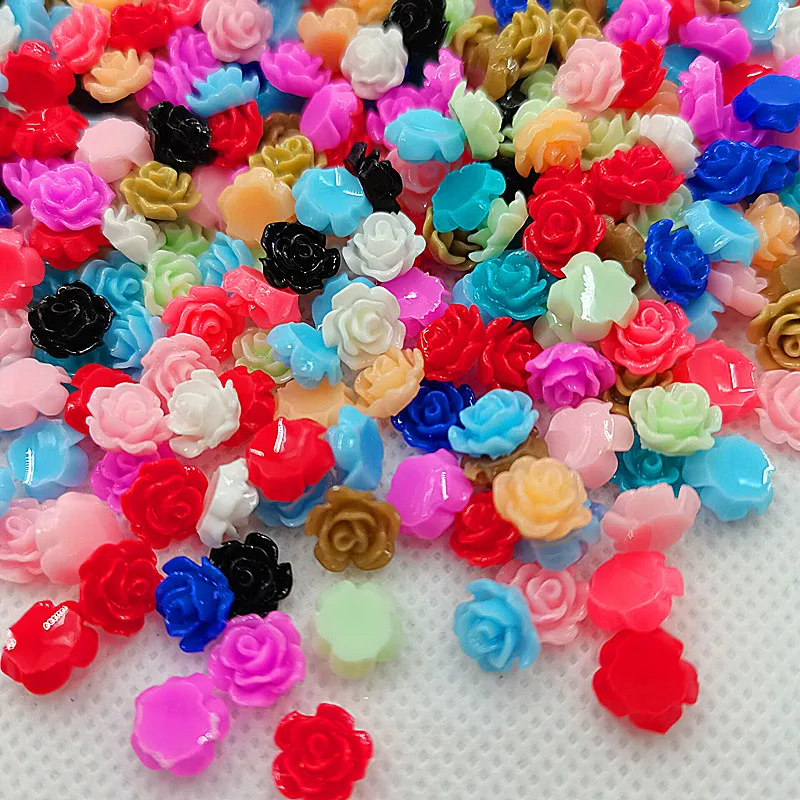 

200 шт. 8 мм смешанные полимерные цветы украшения поделки с плоским основанием кабошон для скрапбукинга Diy аксессуары