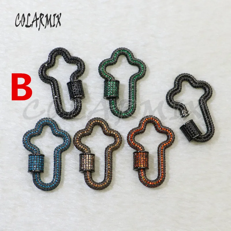 Подвеска с крестом из циркония 4 шт. спиральная застежка винтом ювелирный