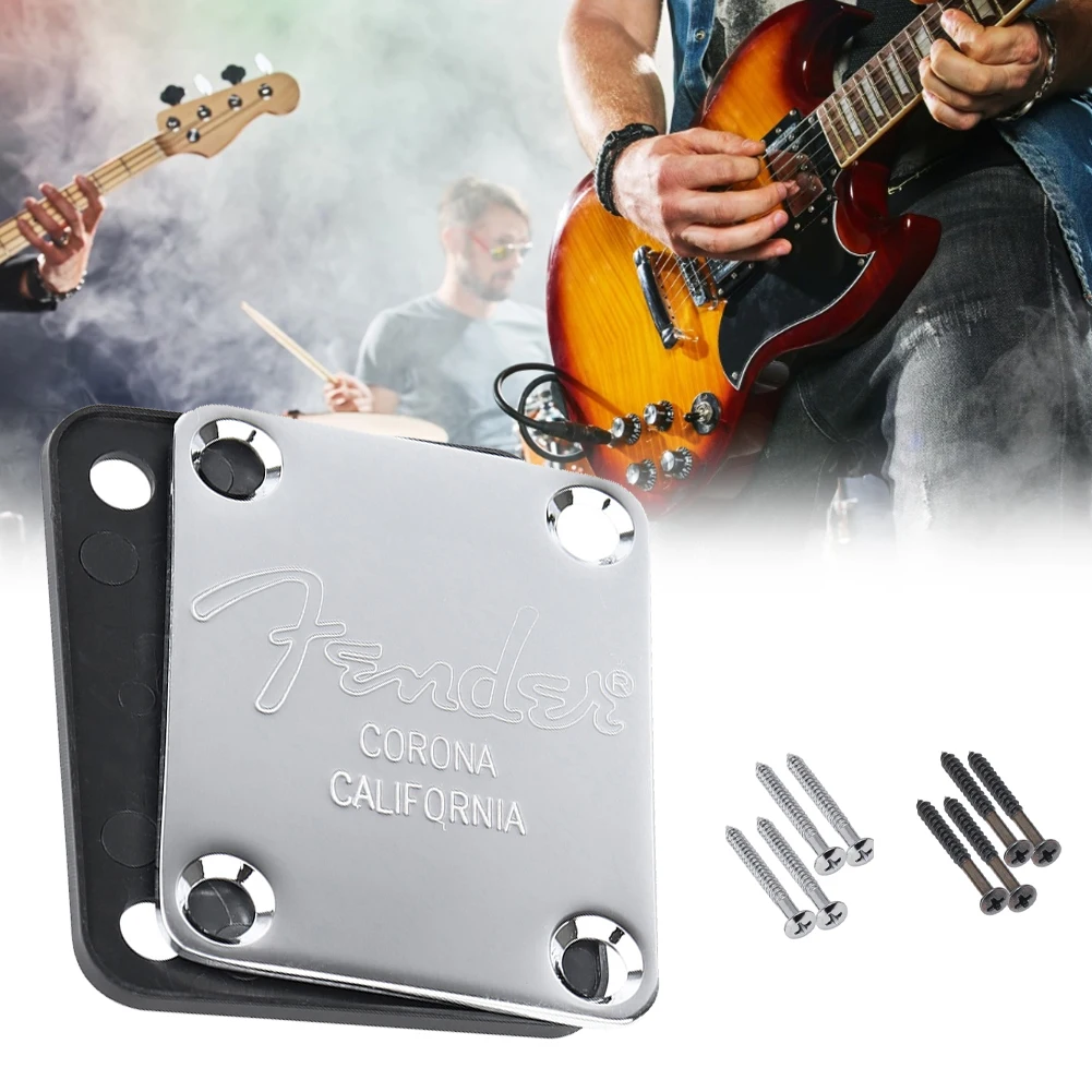 70s vintage stil f logo 4 bolzen chromschwarz gitarre neck platte neckplate wschrauben für strat tele gitarre zubehör ersatz free global s