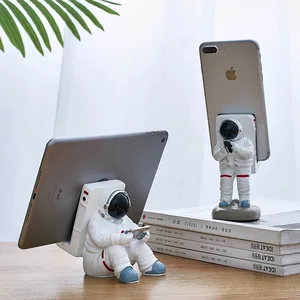 creative penholder mobile phone stand resin astronaut figurine home decoration office desk accessories practical desktop holder free global shipping