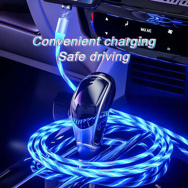 

Magnetic Flow Luminous Lighting Charging Mobile Phone Cable Cord Charger Wire For Samaung LED Micro USB Type C For Iphone