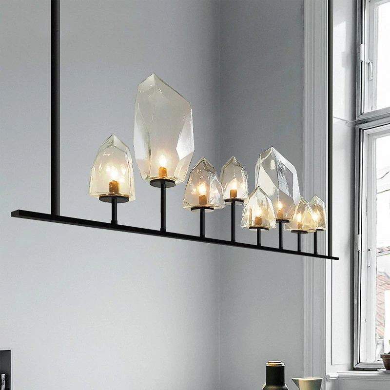 구매 모던한 크리에이티브 LED 샹들리에, 블랙, 식당, 투명 유리 펜던트 램프, 북유럽 스타일, 카페, 바, 걸이형 심플한 긴 행잉 라이트 저렴한 모던한 크리에이티브 LED 샹들리에, 블랙, 식당, 투명 유리 펜던트 램프, 북유럽 스타일, 카페, 바, 걸이형 심플한 긴 행잉 라이트