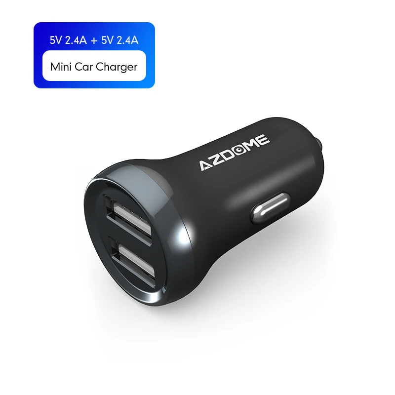 Автомобильное зарядное устройство AZDOME Mini Metal Dual USB автомобильный адаптер 2.4A