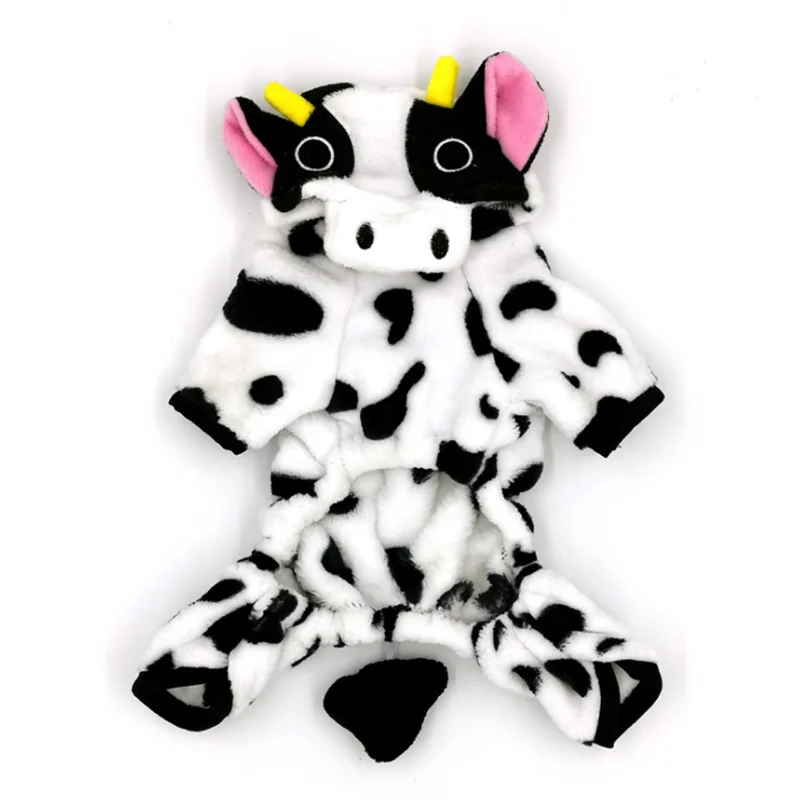 Корова костюм для собаки пальто Детские Зимние хлопковые куртки на 4 ножках с