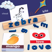 childrens wooden toy letters match english spelling words family baby early education montessori toy alphabet puzzle table game