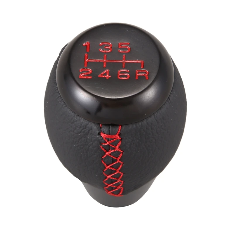 6 скоростей ручная Красная строчка черная кожаная ручка переключения передач для