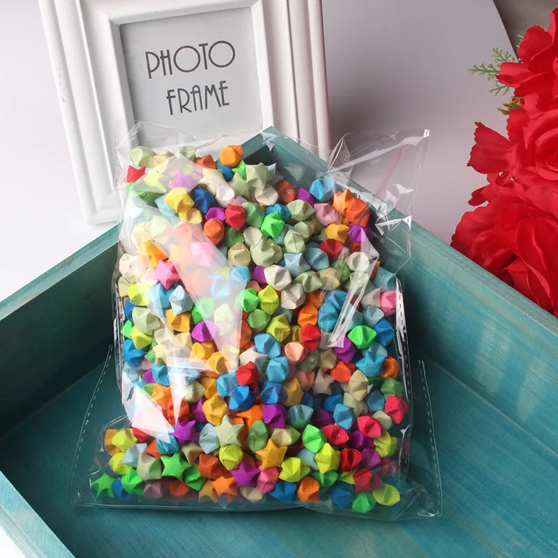 

100PCS Folded Rainbow Origami Paper Lucky Stars Wish Star Confettis For Birthday Baby Shower Party Favors Creative Propose Gift