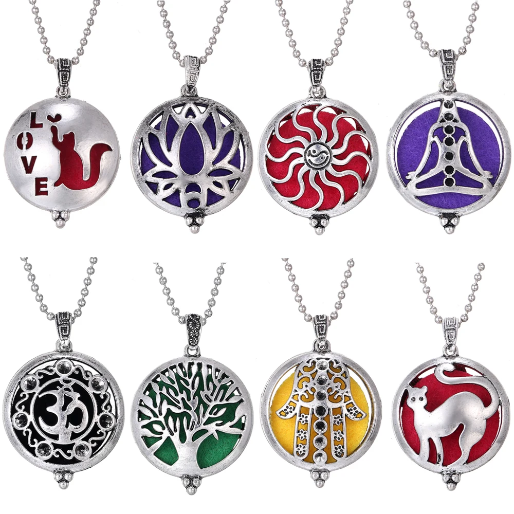 Ароматерапия диффузор ожерелье Открытый Винтажный Лотос медальон кулон духи