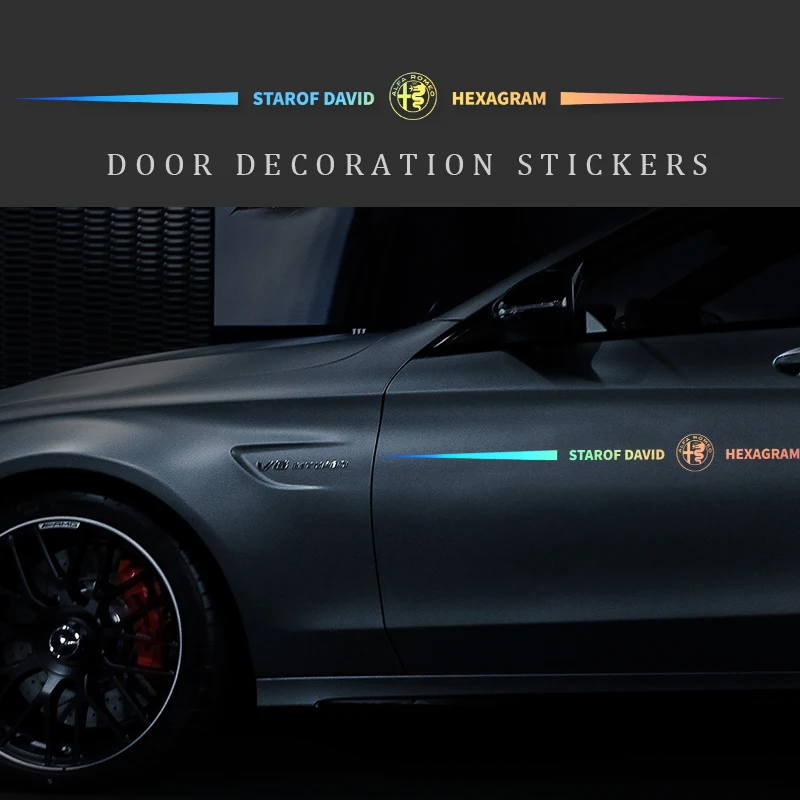 

1psCar Laser Stickers For Alfa Romeo Giulia 159 156 147 Sportiva Auto Vinyl Film Door front glass Reflective sticker Decoration