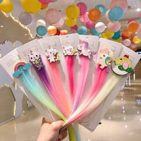 new childrens cartoon pony rainbow baby wig hair clip girls lovely hairpin banger hair clip hair accessories birthday gifts