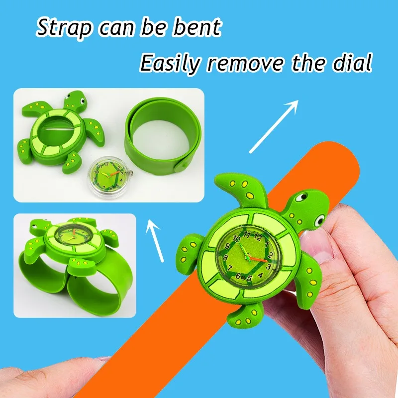 

2021 Kids Watches Cute Turtle Children Birthday Present Lovely Silicone Cartoon Electronic Band Slap