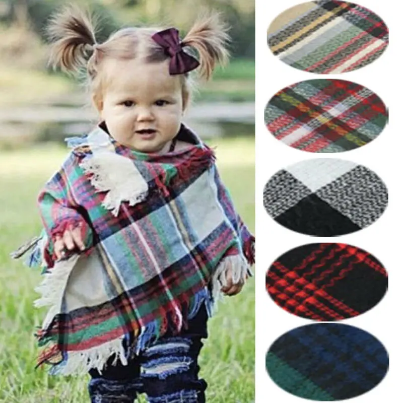 Детская накидка шаль Классическая зимняя одежда для девочек платок с кисточками