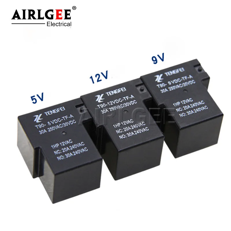 T90-12VDC-TF-A DC12V 30A 5 terminal SPDT NO High Quality Mini Power Coil электромагнитное реле | Строительство и