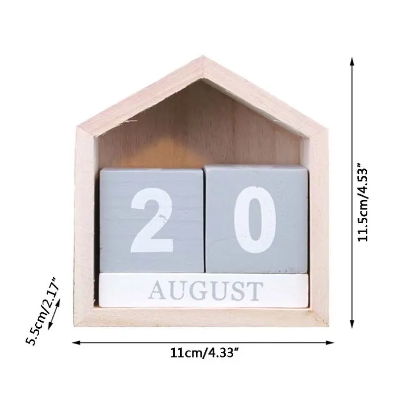 

Vintage Wooden Perpetual Calendar Month Date Display Eternal Block Photography Props Desk Accessory Sweet Home Office