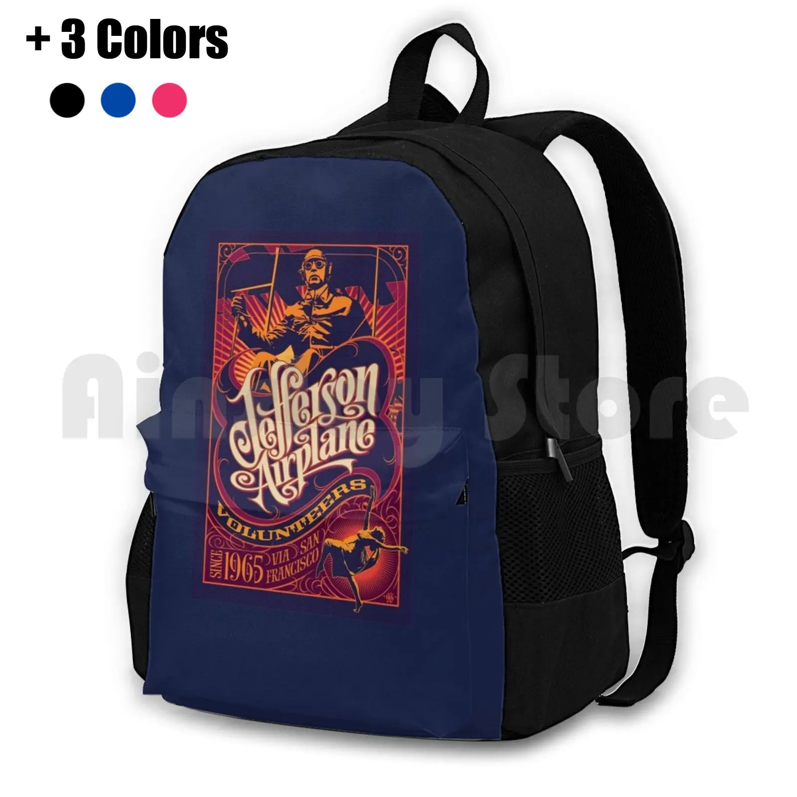 

Jefferson Airplane Outdoor Hiking Backpack Riding Climbing Sports Bag Music Psychedelic Roll Hippie San Francisco Haight