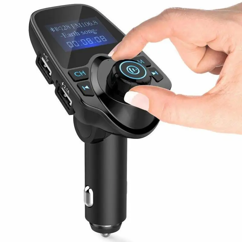 Автомобильный комплект громкой связи беспроводной Bluetooth fm-передатчик fm-модулятор радио адаптер USB зарядное устройство MP3 музыкальный плеер для iPhone телефона - Название цвета: Черный