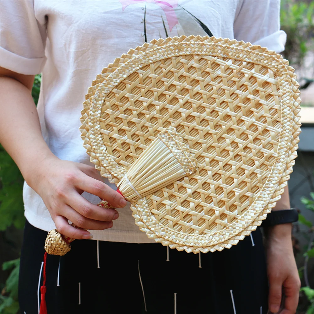 Веер из ПУ кожи летний веер Sichuan ручной работы тканый складной для детей банан с