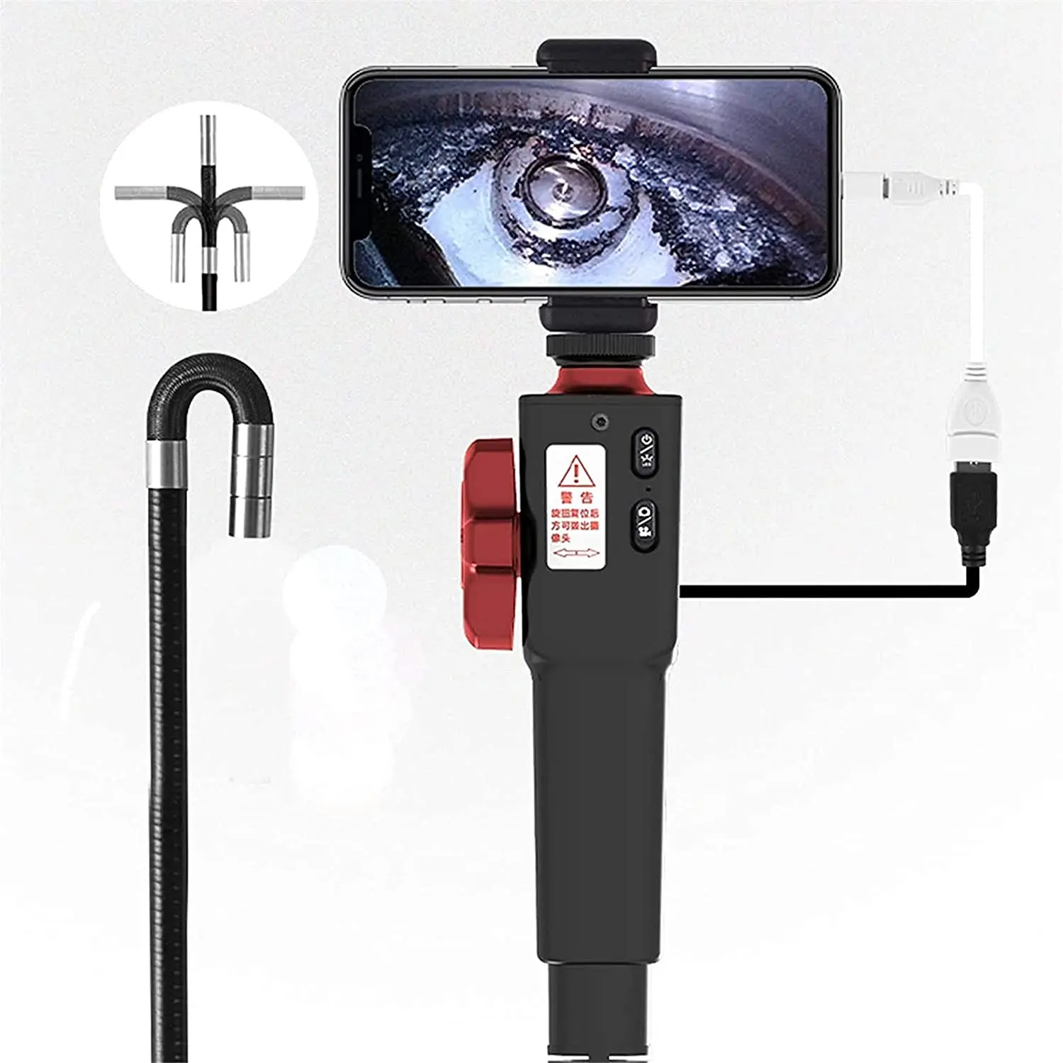 

360 Degree Steering Industrial Endoscope 8.5MM Rotary Borescope Automobile Car Pipe WIFI Inspection Camera for iOS Android Phone