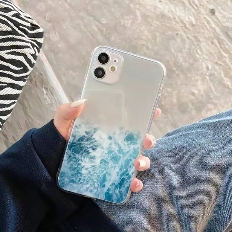 

The sea Water wave Waves Phone Cases Transparent Clear for iPhone 11 12 mini pro XS MAX 7 8 6 6S Plus X 5S SE 2020 XR
