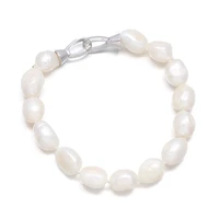 fashion white baroque bracelets bangle natural freshwater pearl bracelet for elegant ladies romantic love jewelry gift 9 10 mm