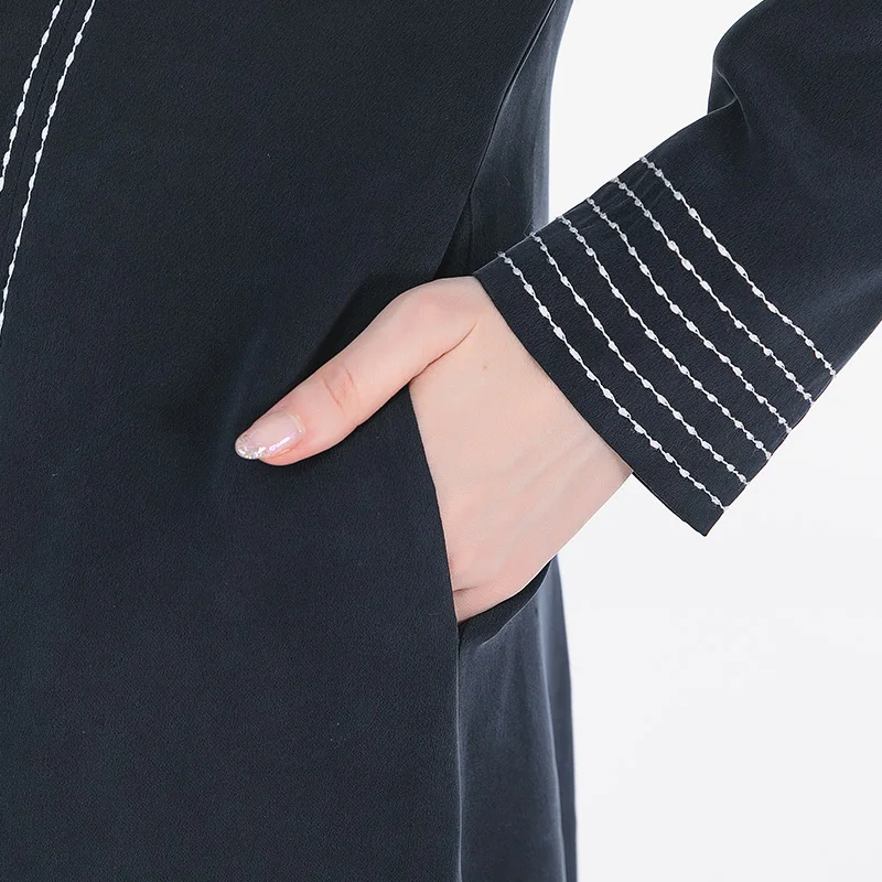 Темно синий деловой костюм VOA из шелка с тяжелым весом 30 момме воротником двумя