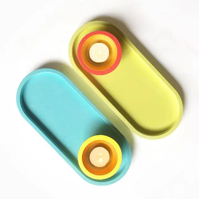 Овальные формы для цементных тарелок силиконовые подстаканников лоток ключей