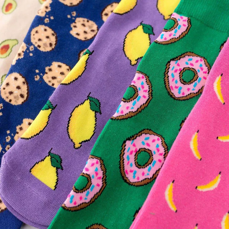 Милые Мультяшные женские Фрукты Банан авокадо лимон яйцо печенье пончики еда