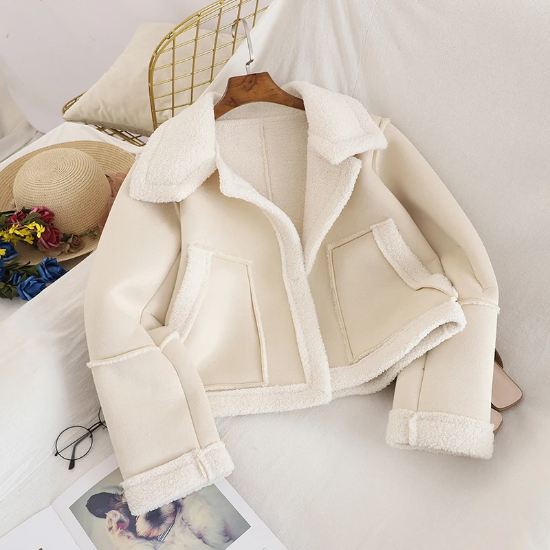 Элегантное пальто из искусственной овчины Женское искусственного меха уличная