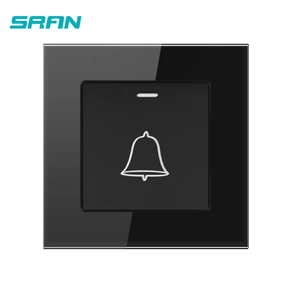 SRAN переключатель сброса дверного звонка затвор Хрустальное закаленное стекло